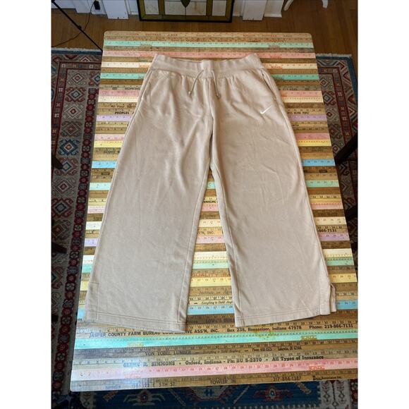 Nike Sportswear Phoenix Fleece Women's XL High Waisted Wide Leg Sweatpants Sand - Picture 1 of 11